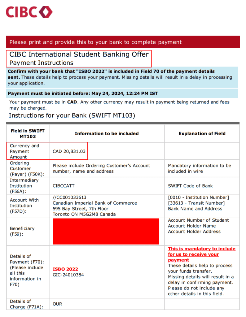 GIC Account Opening Letter Sample