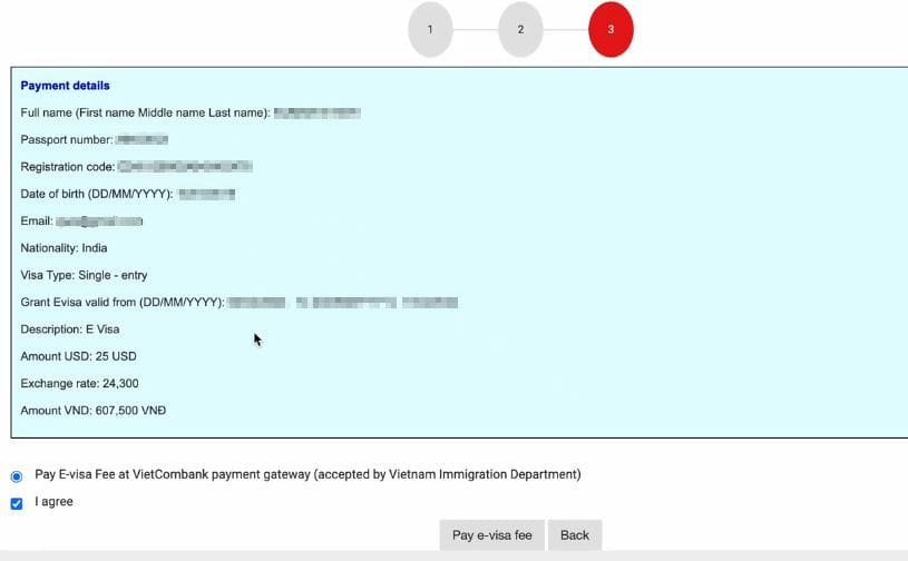 Vietnam E-visa official website - Payment and cost Informatiion