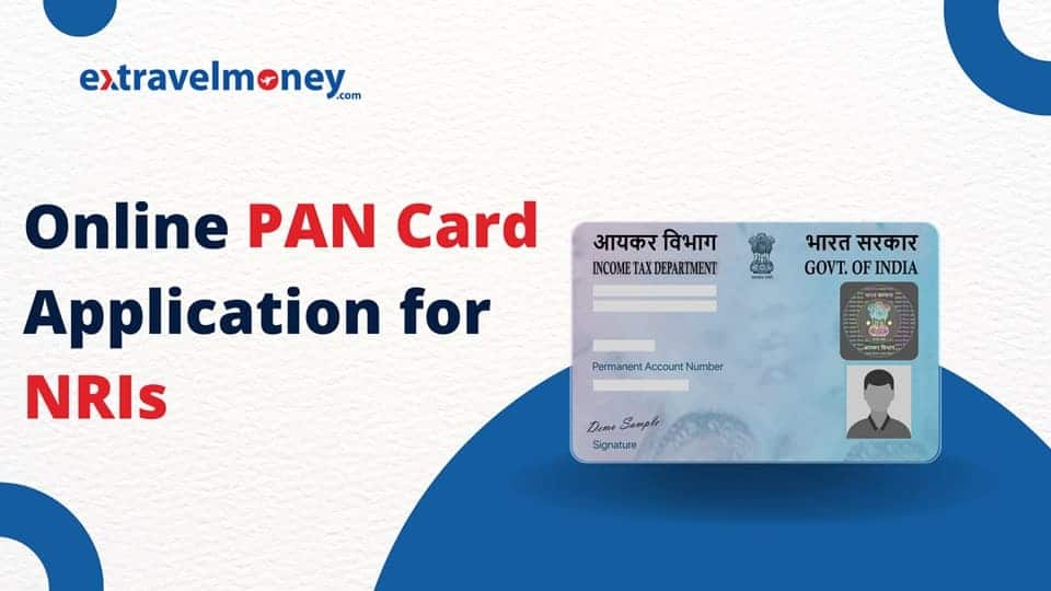 The image includes the ExTravelMoney logo at the top left corner and a sample image of an Indian PAN card on the right side.