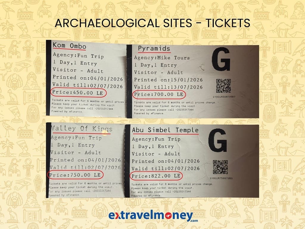 Egypt Archaeological Sites Ticket Prices
